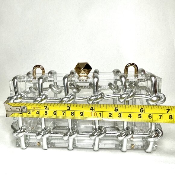 Acrylic Clutch/Crossbody Bag with silver knot design - Picture 9 of 14
